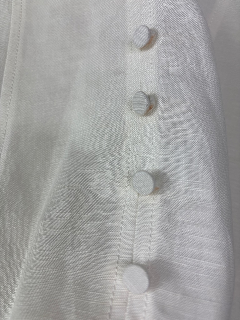 Parker Ivory‎ Cream Button-Front Dress with Puff Sleeves. Size 8 - Picture 4 of 12